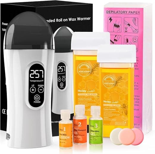 کیت گرم کننده موم اپیلاسیون و دستگاه واکس رولر دیجیتال | Digital Roll on Wax Warmer Kit — تصویر ۲