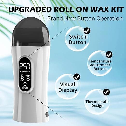 کیت گرم کننده موم اپیلاسیون و دستگاه واکس رولر دیجیتال | Digital Roll on Wax Warmer Kit — تصویر ۶