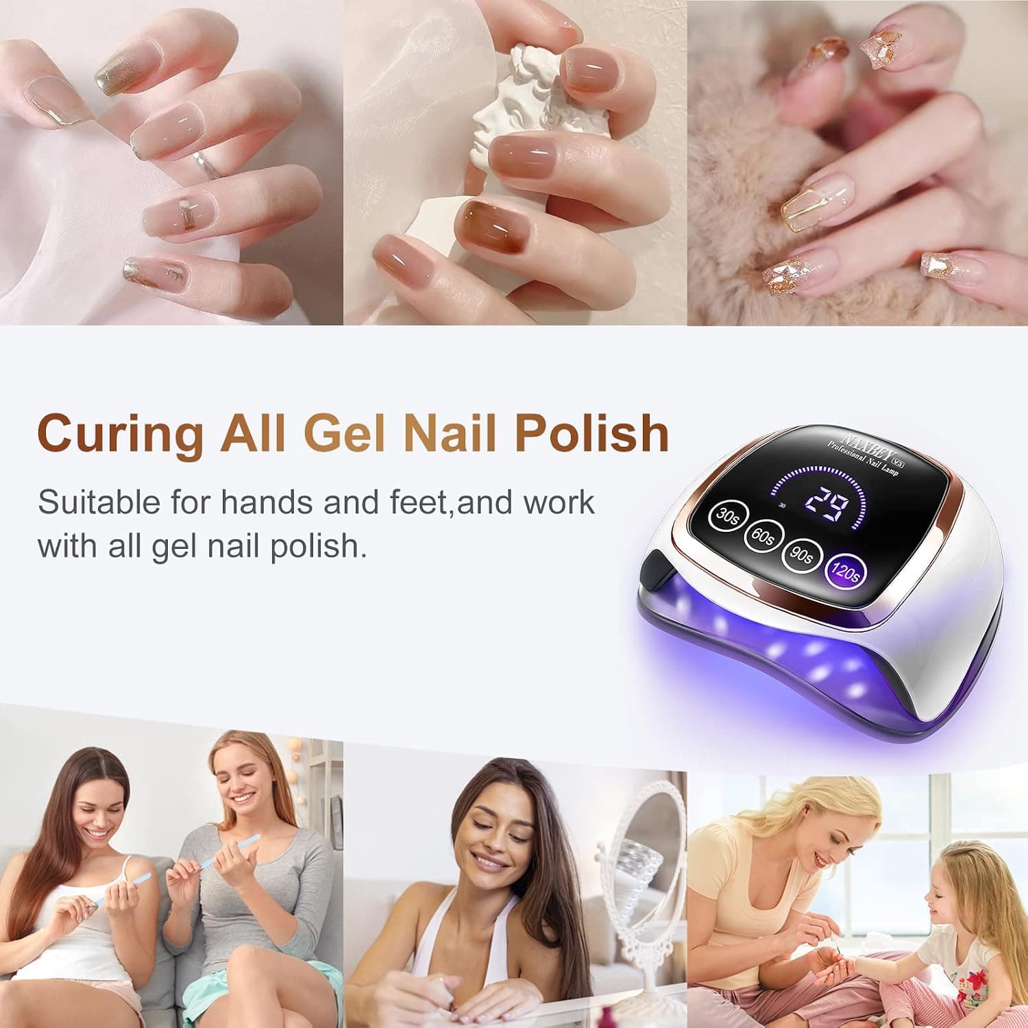 دستگاه لاک خشککن ناخن ناکسبی مدل NAXBEY BQ V3 168W UV LED Nail Lamp — تصویر ۴