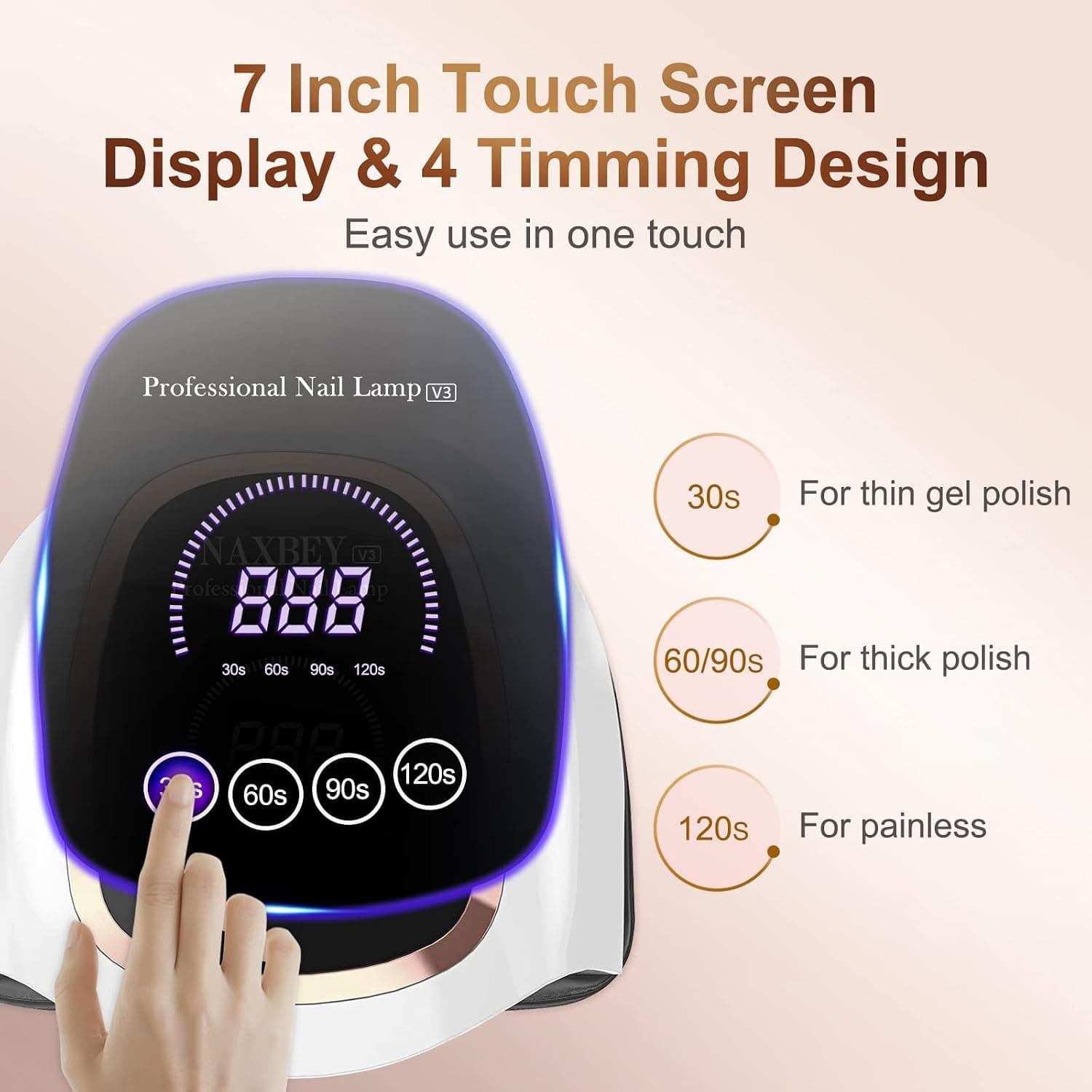 دستگاه لاک خشککن ناخن ناکسبی مدل NAXBEY BQ V3 168W UV LED Nail Lamp — تصویر ۶