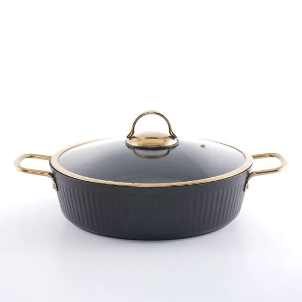 تابه گرانیتی دو دسته سایز 28 برند kzp -دسته و رینگ استیل ضدزنگ