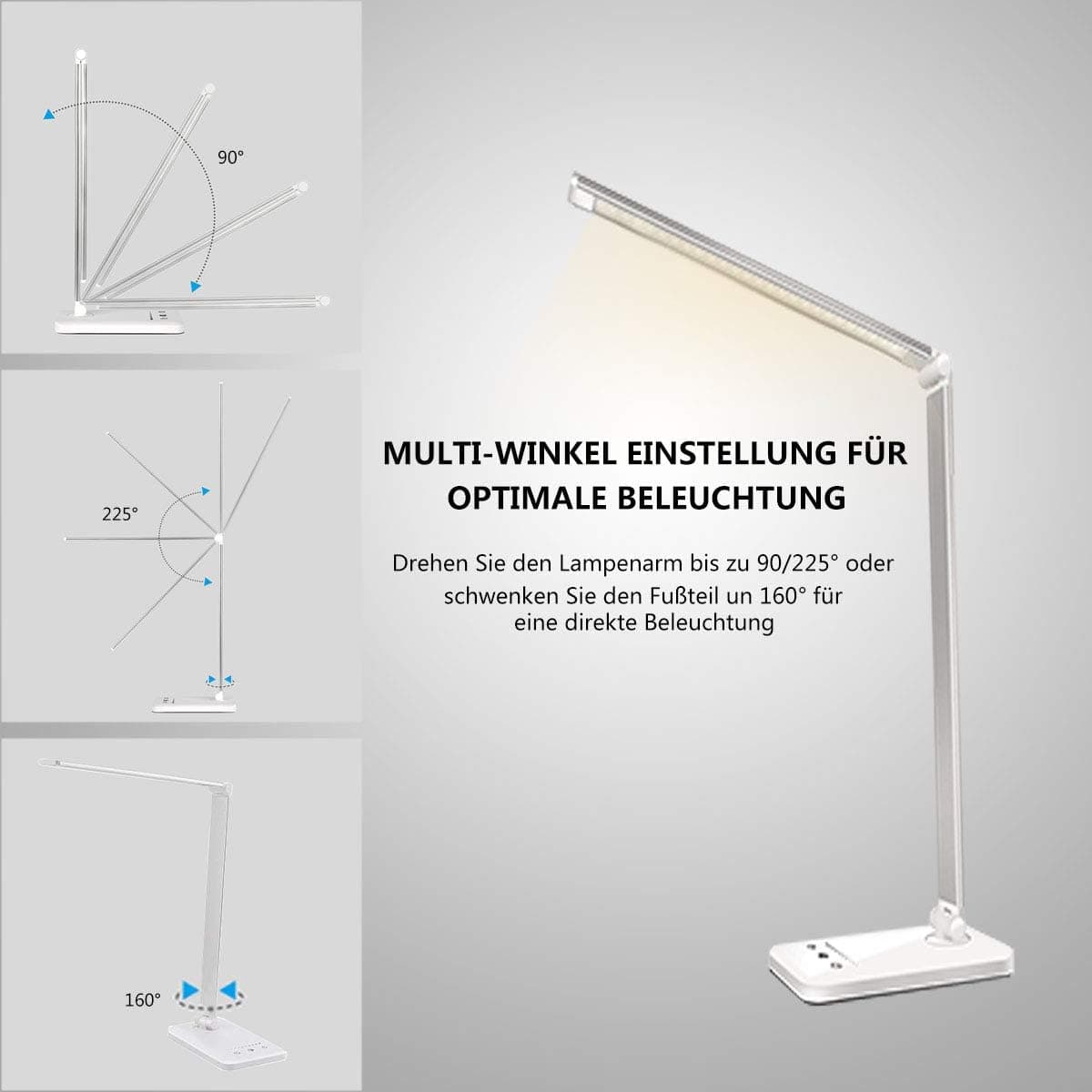 چراغ خواب و مطالعه ال‌ای‌دی لمسی اسلاتور با بدنه آلومینیومی | SLATOR Adjustable USB Reading Light — تصویر ۳