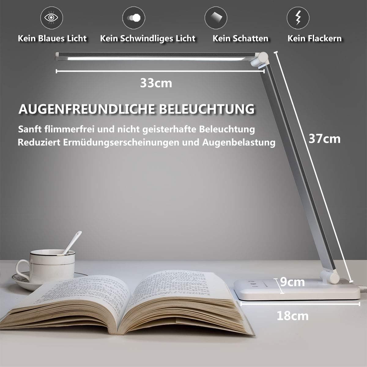 چراغ خواب و مطالعه ال‌ای‌دی لمسی اسلاتور با بدنه آلومینیومی | SLATOR Adjustable USB Reading Light — تصویر ۱۱