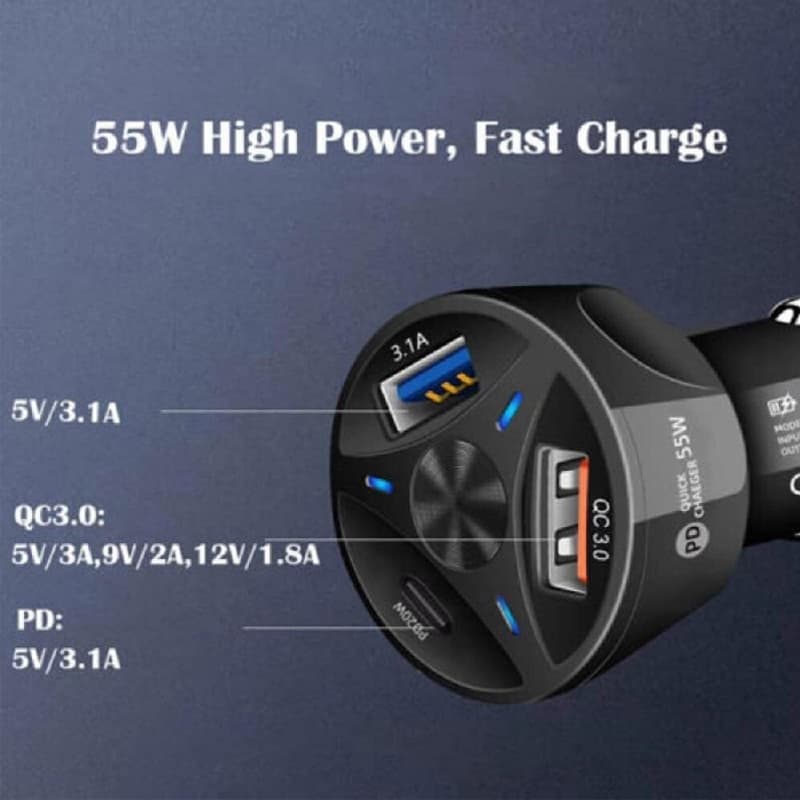 شارژر فندکی مدل QC3.0 Charger-PD-55W — تصویر ۶
