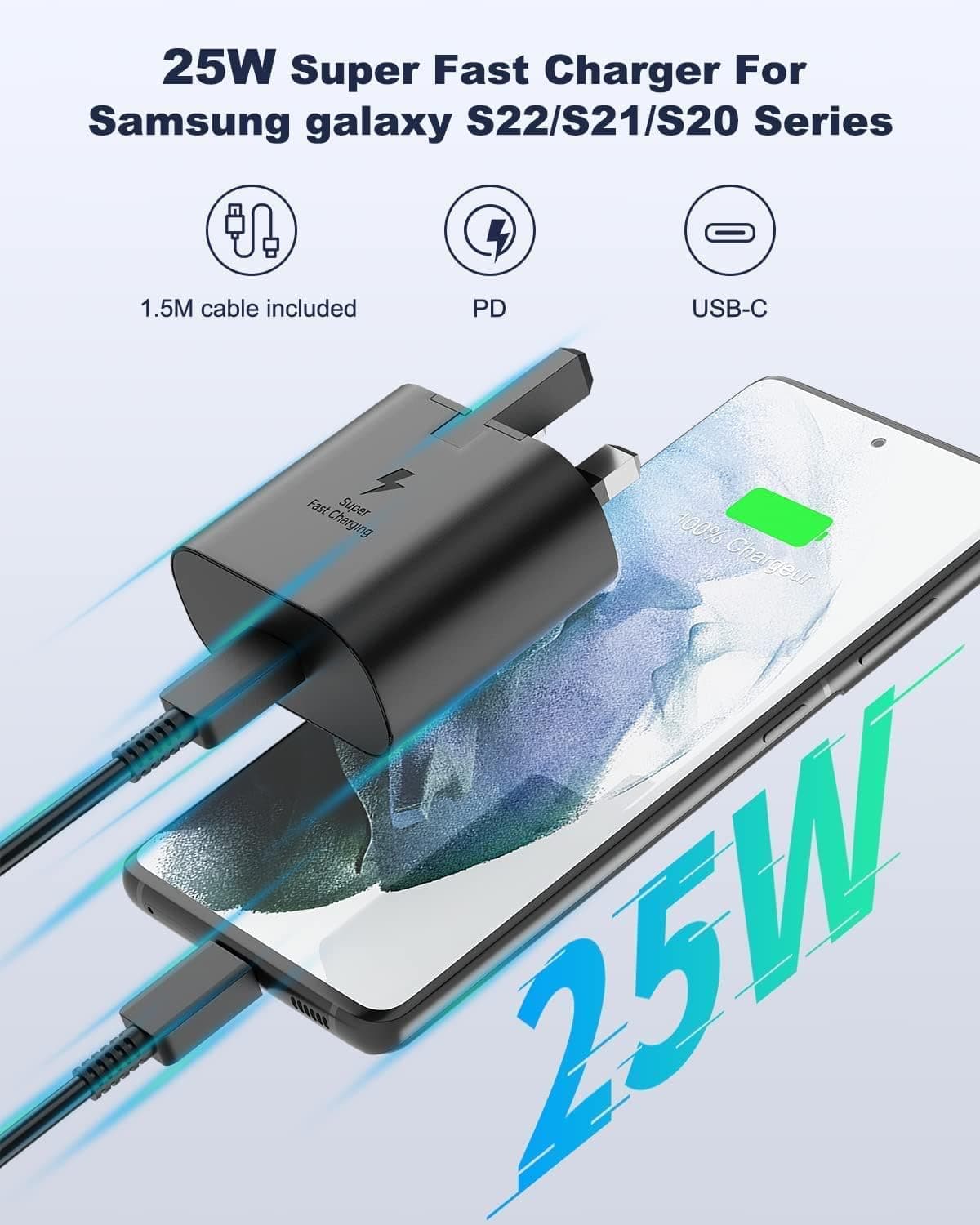 شارژر دیواری فست سامسونگ 45W همراه با کابل | سازگار با سری S23 و S22 اولترا — تصویر ۶
