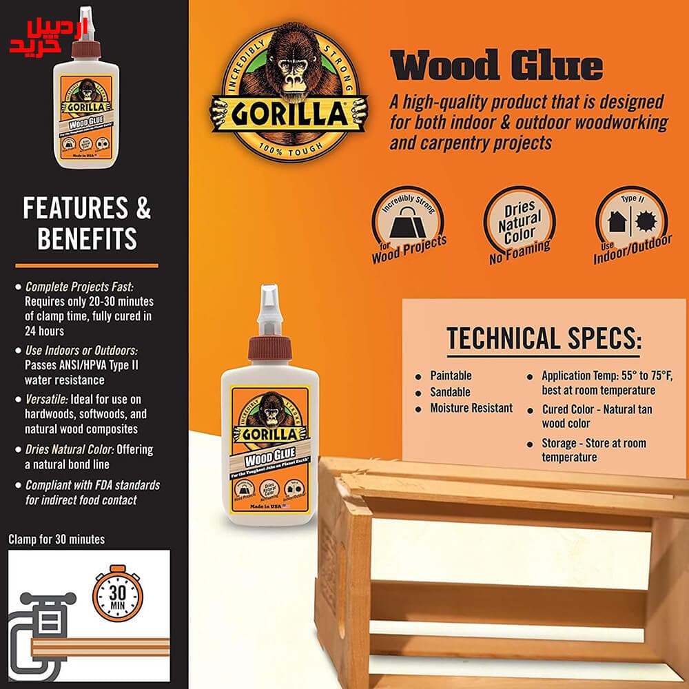 چسب چوب گوریلا Gorilla Wood Glue — تصویر ۹