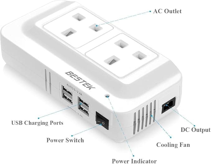 اینورتر مبدل برق خودرو بستک ۲۰۰ وات | BESTEK 200W Power Inverter — تصویر ۴