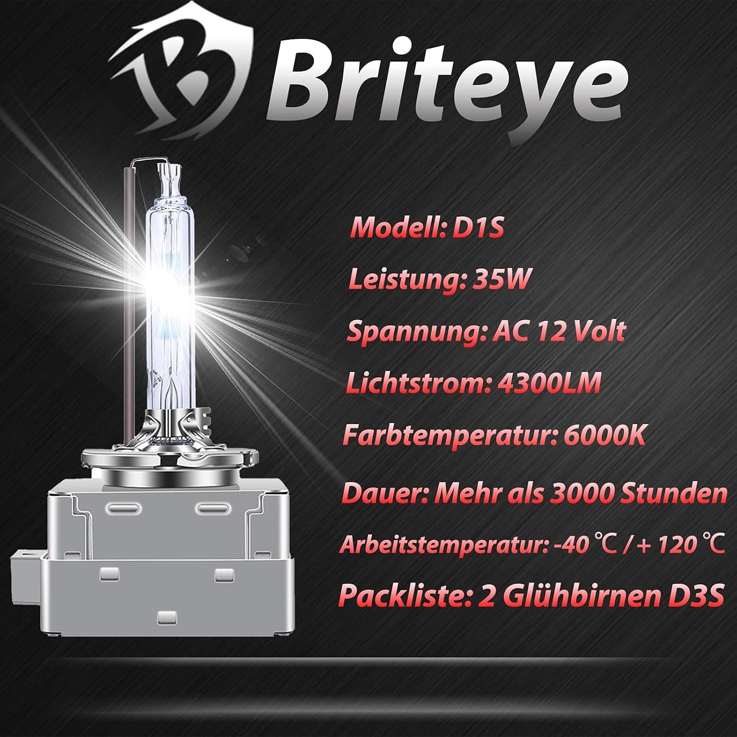 لامپ چراغ جلو زنون بریت‌آی 35 واتD1S برای خودرو | Briteye HID Headlight Bulb — تصویر ۹