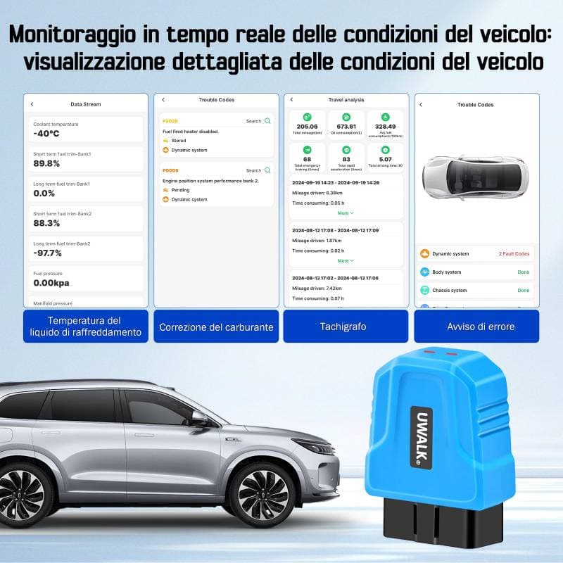 دستگاه دیاگ خودرو بلوتوثی UWALK مدل V011 با اتصال موبایل | V011 Bluetooth OBD2 Scanner — تصویر ۵