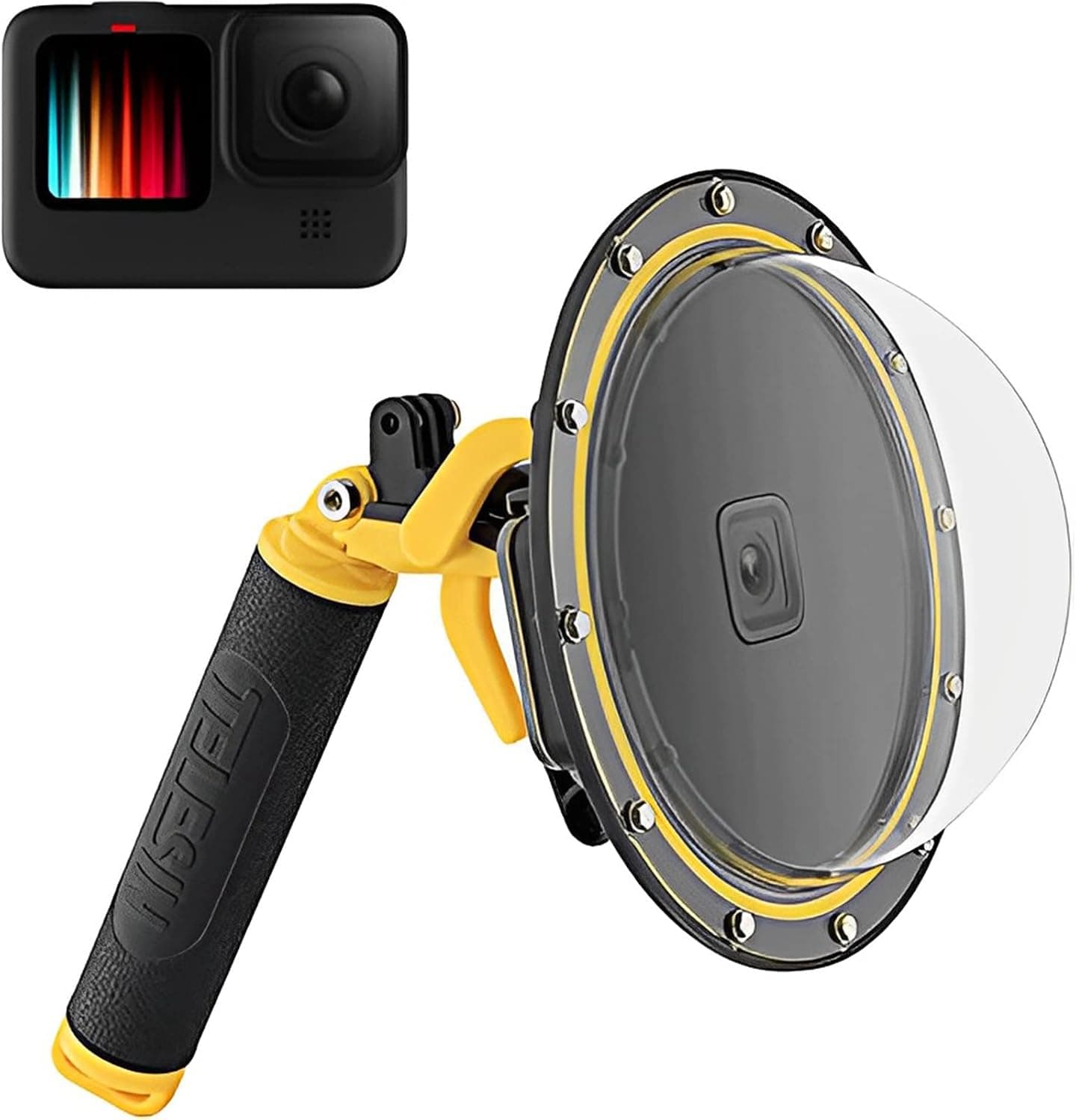 قاب محافظ گنبدی گوپرو تلسین مجهز به دسته شناور روی آب | TELESIN GoPro Underwater Dome Port