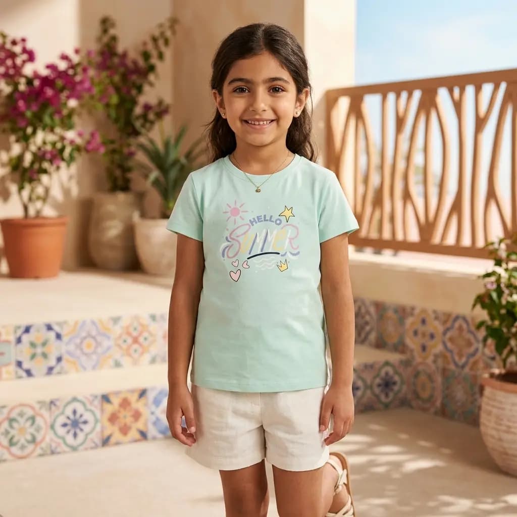 تیشرت دخترانه Summer لیلی دن کد 4713