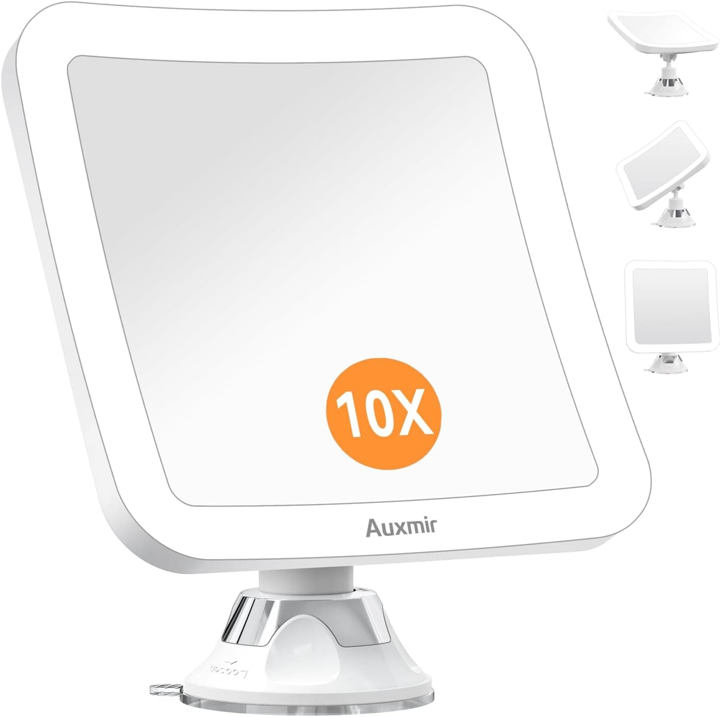 آینه آرایشی و گریم چراغ‌دار آکسمیر با بزرگنمایی ۱۰ برابر و کاپ مکنده قوی | Auxmir LED Illuminated Cosmetic Mirror