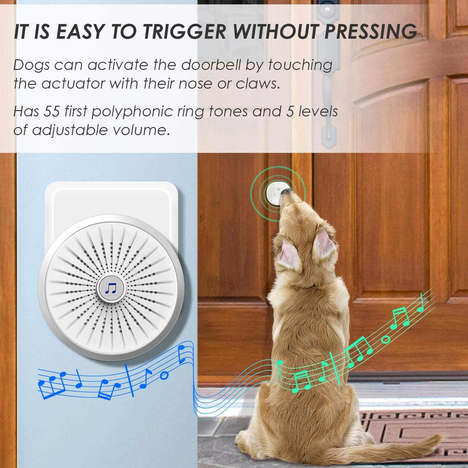 زنگ هوشمند بی‌سیم و لمسی برای آموزش حیوانات خانگی | Smart Touch Dog Doorbell — تصویر ۵