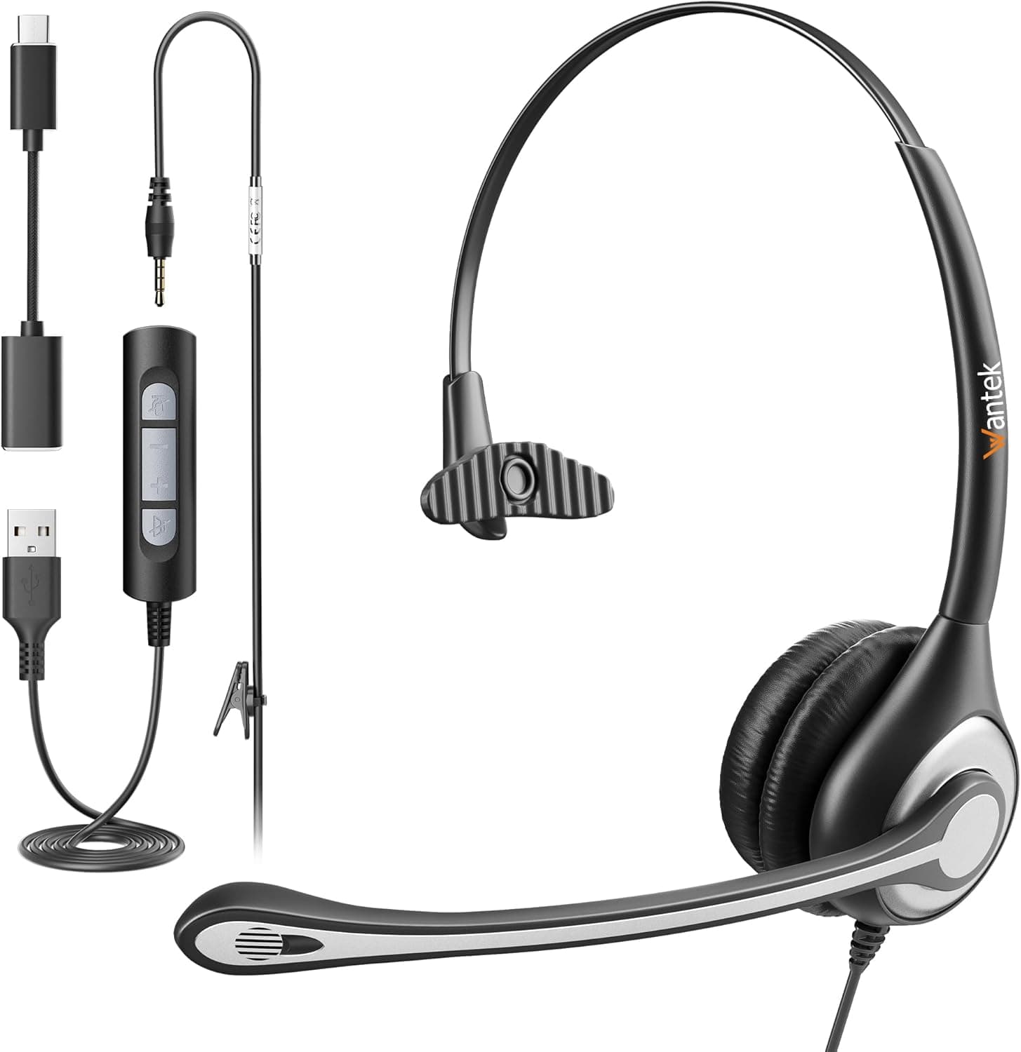 هدست تک‌گوش اداری وانتک | Wantek Mono USB Headset A600 — تصویر ۲