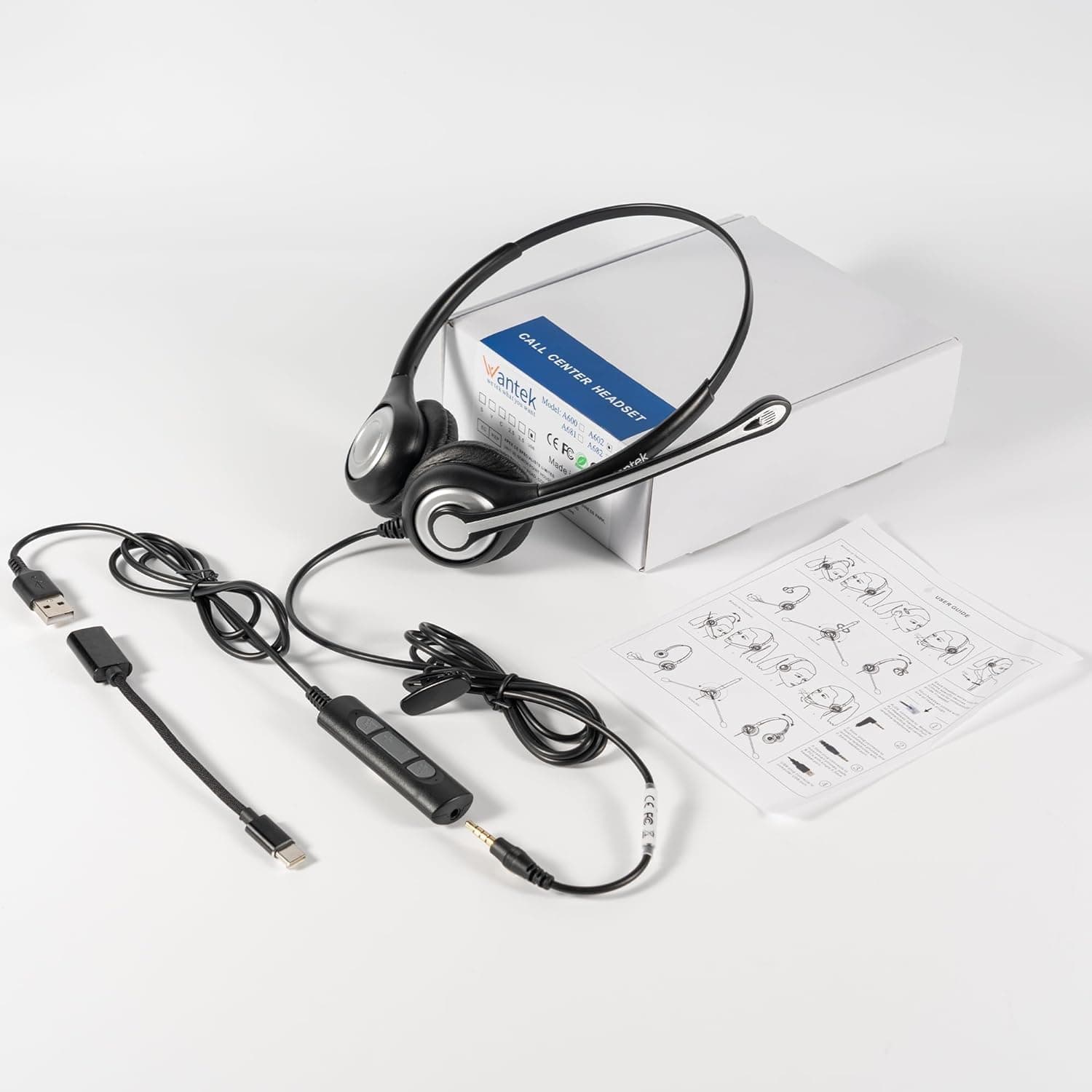 هدست تک‌گوش اداری وانتک | Wantek Mono USB Headset A600 — تصویر ۴