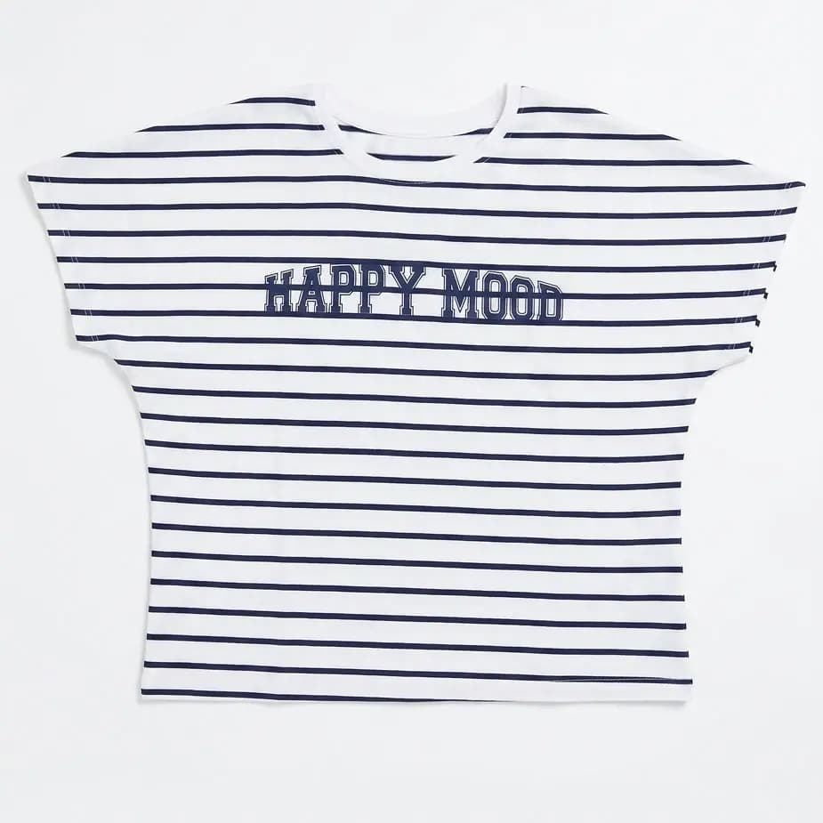 تیشرت دخترانه کراپ Happy Mood کد 4702
