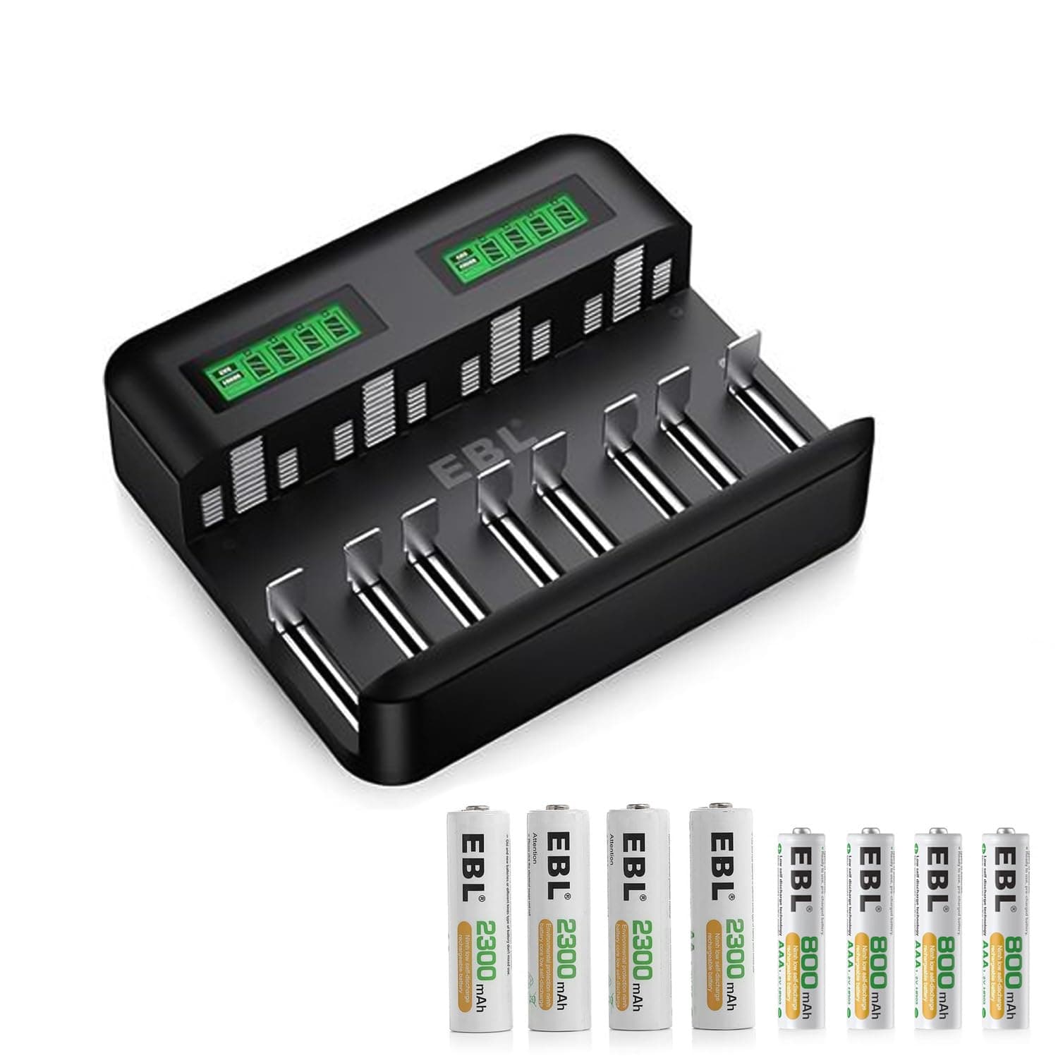 شارژر باتری همه کاره با نمایشگر LCD Universal Battery Charger برند EBL — تصویر ۲