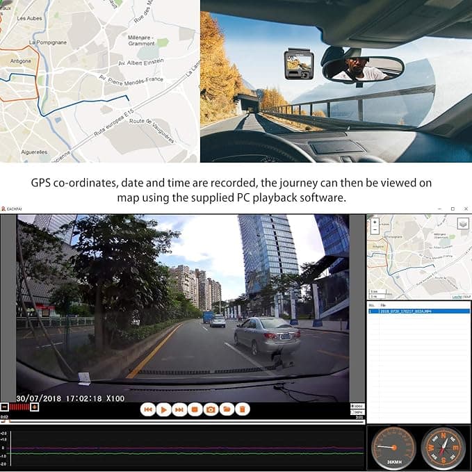 دوربین ثبت وقایع خودرو EACHPAI دوگانه فول اچ دی با دید در شب — HD1920x1080P Sensor Infrared G-Sensor EACHPAI — تصویر ۵