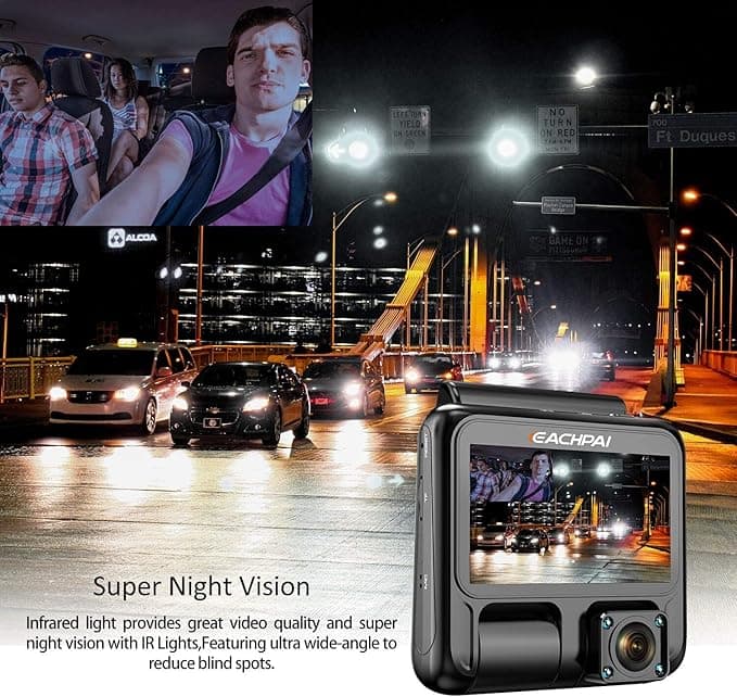 دوربین ثبت وقایع خودرو EACHPAI دوگانه فول اچ دی با دید در شب — HD1920x1080P Sensor Infrared G-Sensor EACHPAI — تصویر ۱۰