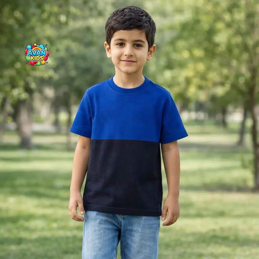 تیشرت آبی مشکی لوپیلو کد 4501 — تصویر ۲