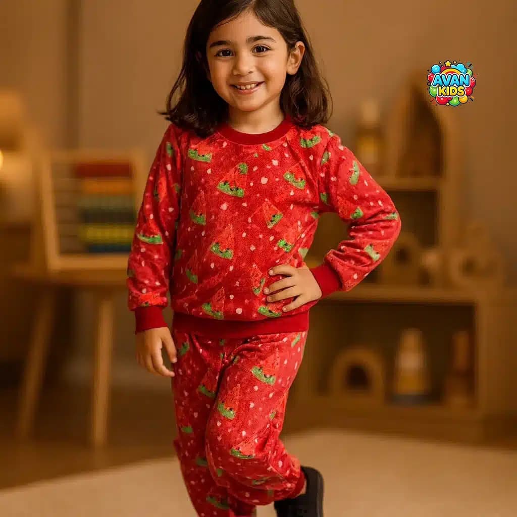 بلوز شلوار بچه گانه مخمل هندونه کد 4451
