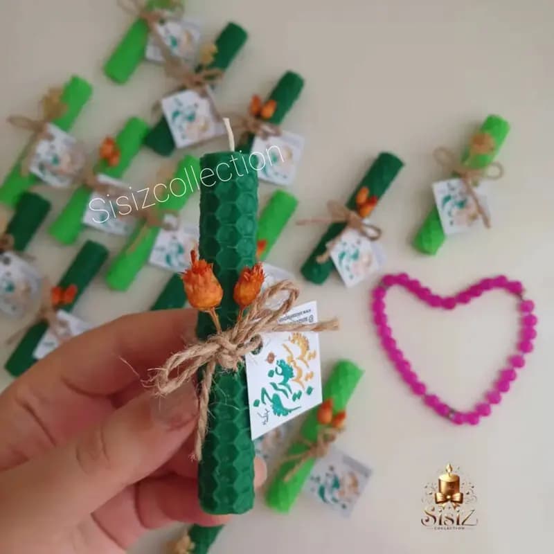 گیفت عید غدیر شمع ورق موم عسل سبز