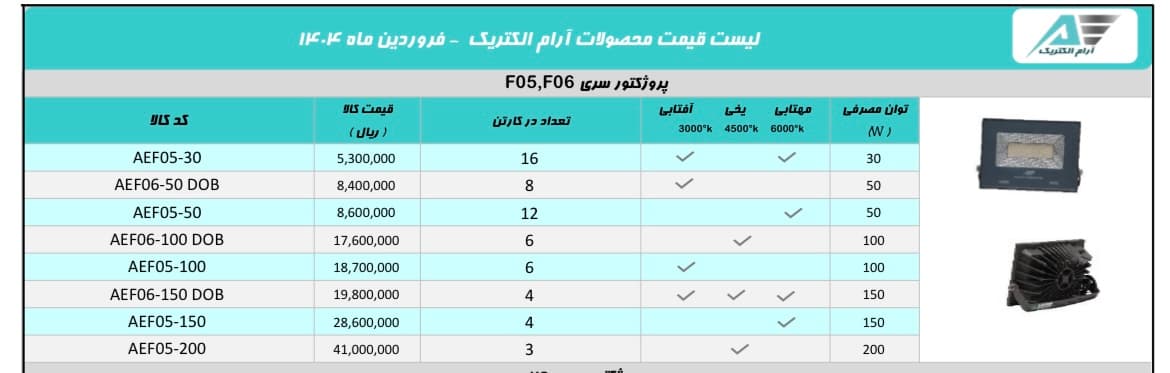 پروژکتور F06 , F05 آرام الکتریک — تصویر ۳