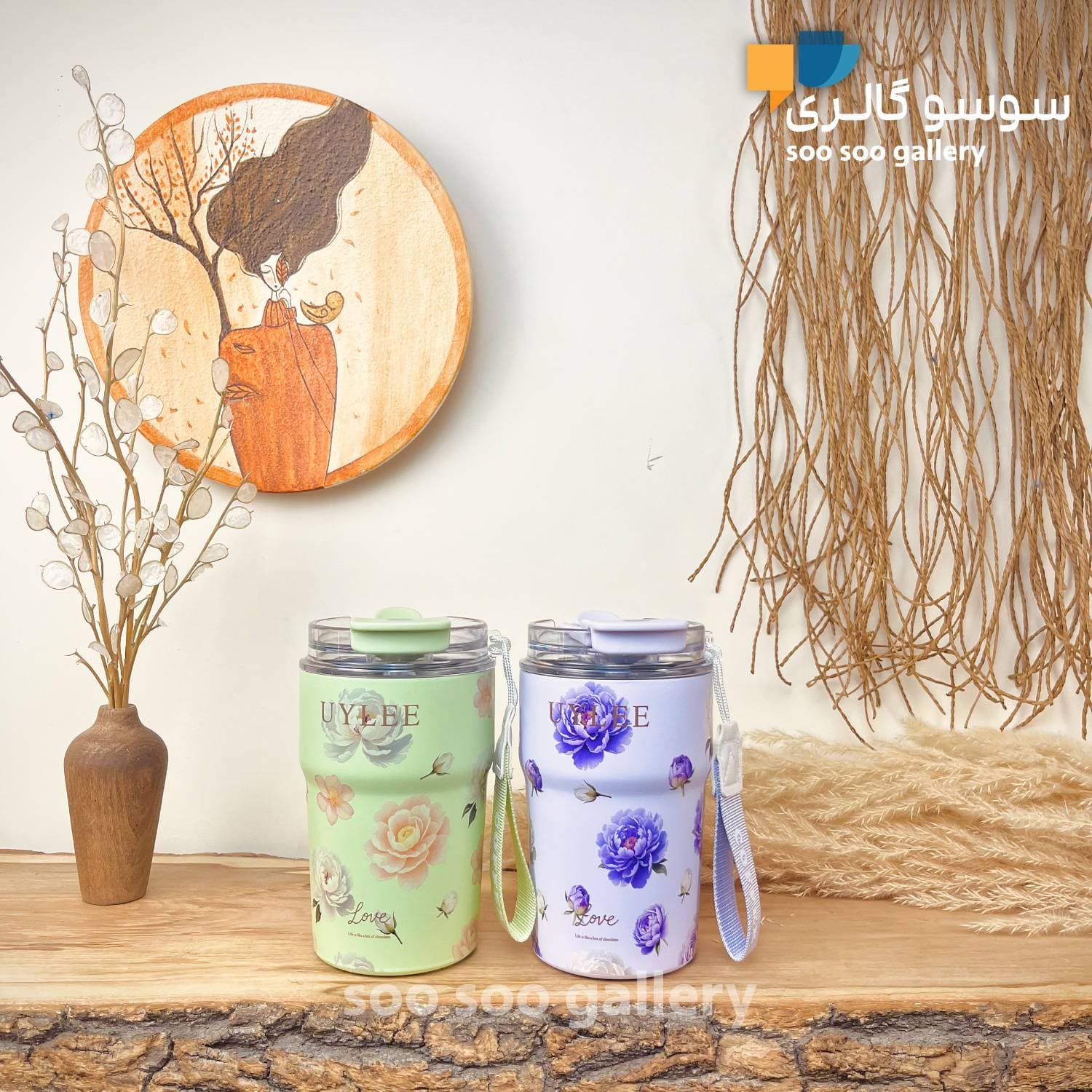تراول ماگ گلدار یولی (UYLEE) حجم 350 میلی لیتر برند AMSZM — تصویر ۷