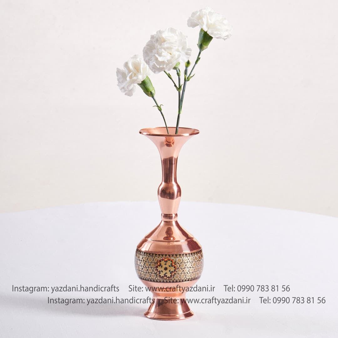 گلدان مس و خاتم - تولیدی صنایع دستی یزدانی