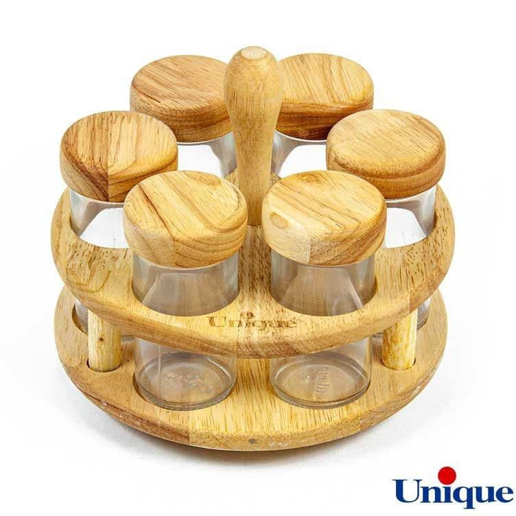 جا ادویه چوبی 6 عددی گردان یونیک کد UN-6119 — تصویر ۲
