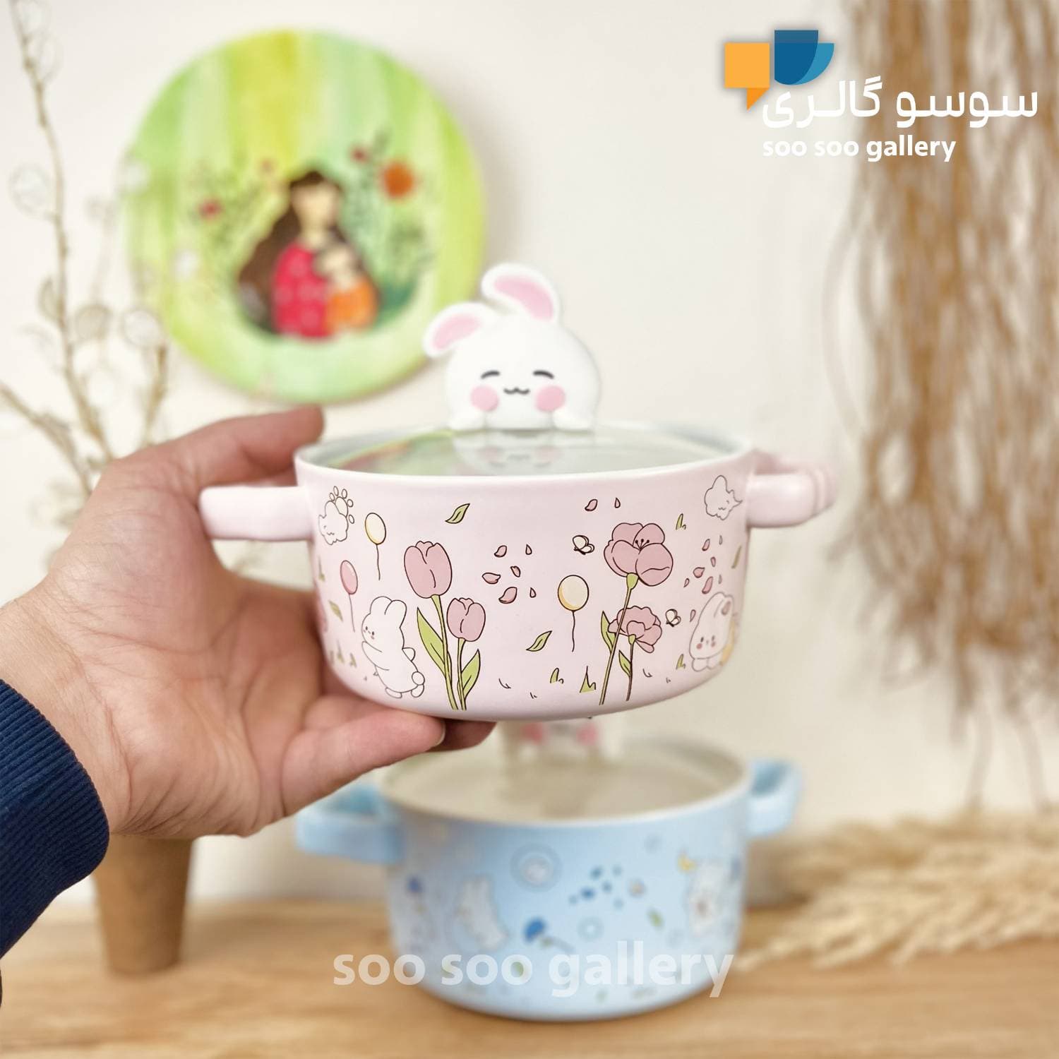 قابلمه سرامیکی فانتزی طرح خرگوش مناسب کودک — تصویر ۳