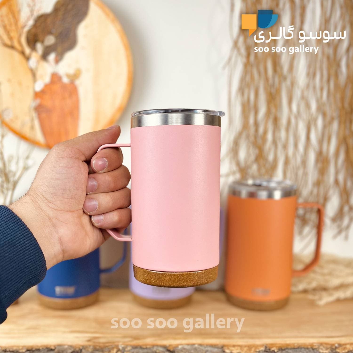 ماگ استیل تایسو درب دار (TYESO) دسته بغل TS-8837 حجم 710 میلی لیتر — تصویر ۵