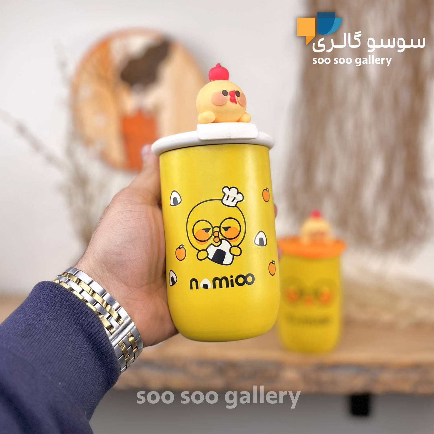 تراول ماگ جوجه عروسکی درب چرخشی Nomioo حجم 380 میلی لیتر — تصویر ۵
