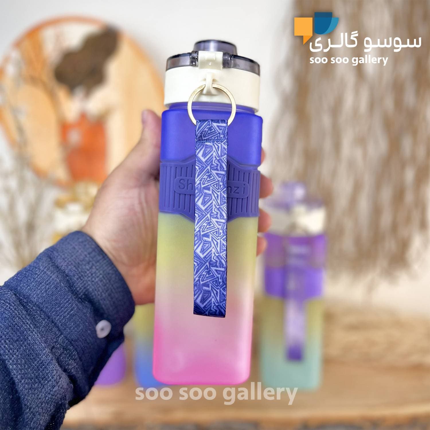 قمقمه دورسیلیکون مربع 720 میلی لیتر SHUIYINZI — تصویر ۹