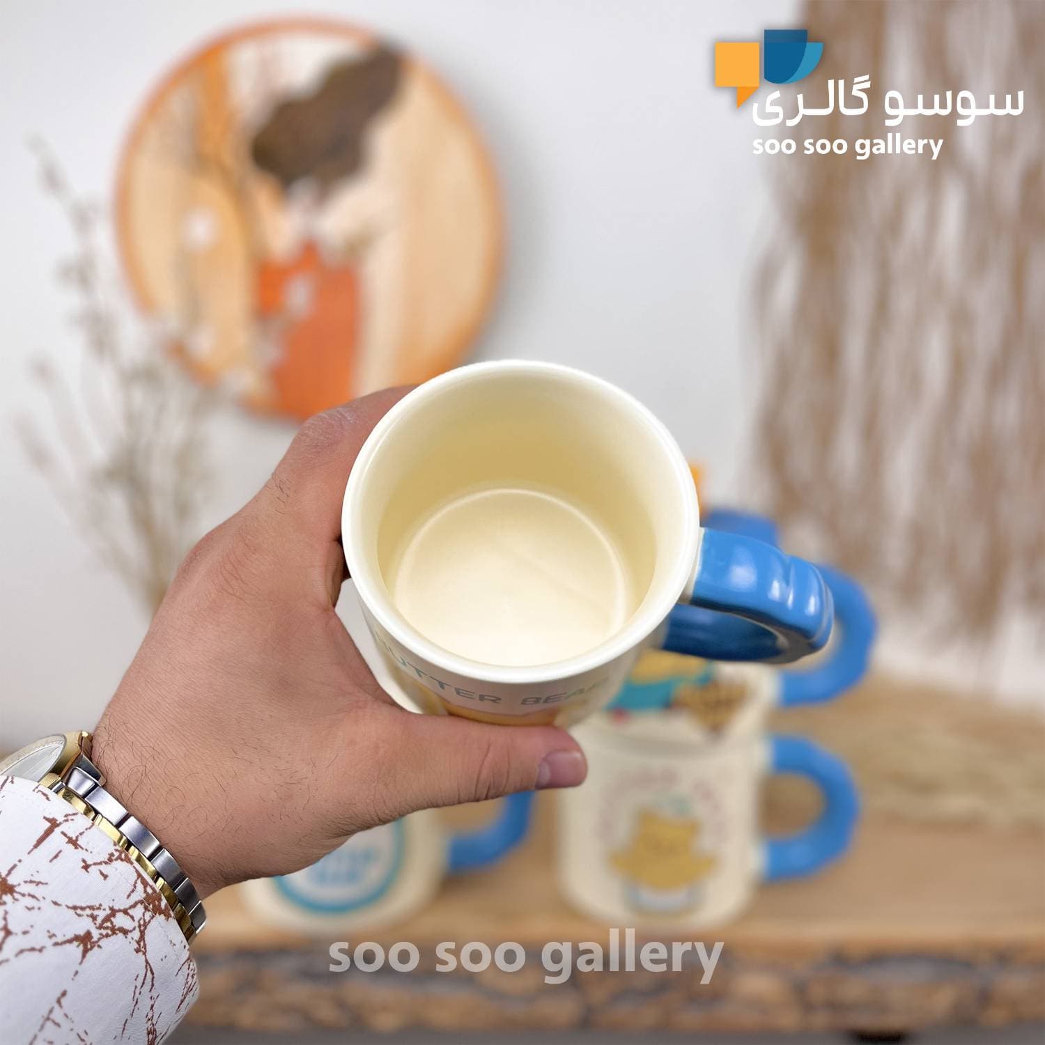 ماگ فانتزی خرس کره ای درب سیلیکونی BUTTER BEAR — تصویر ۳