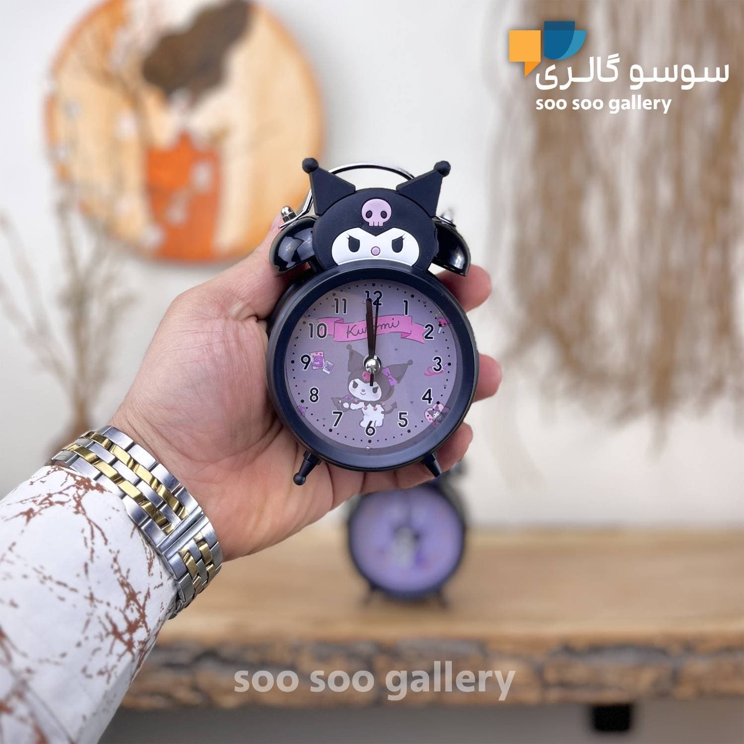 ساعت زنگدار کرومی طرح رومیزی چراغ دار — تصویر ۳