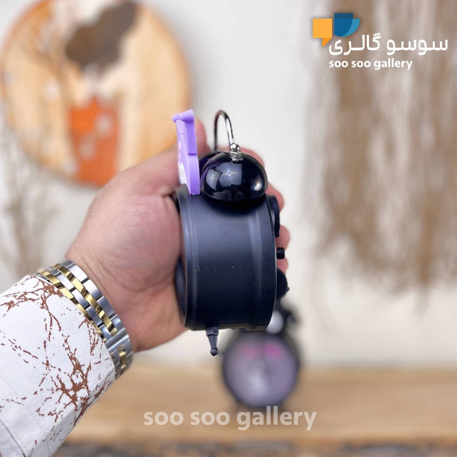 ساعت زنگدار کرومی طرح رومیزی چراغ دار — تصویر ۴