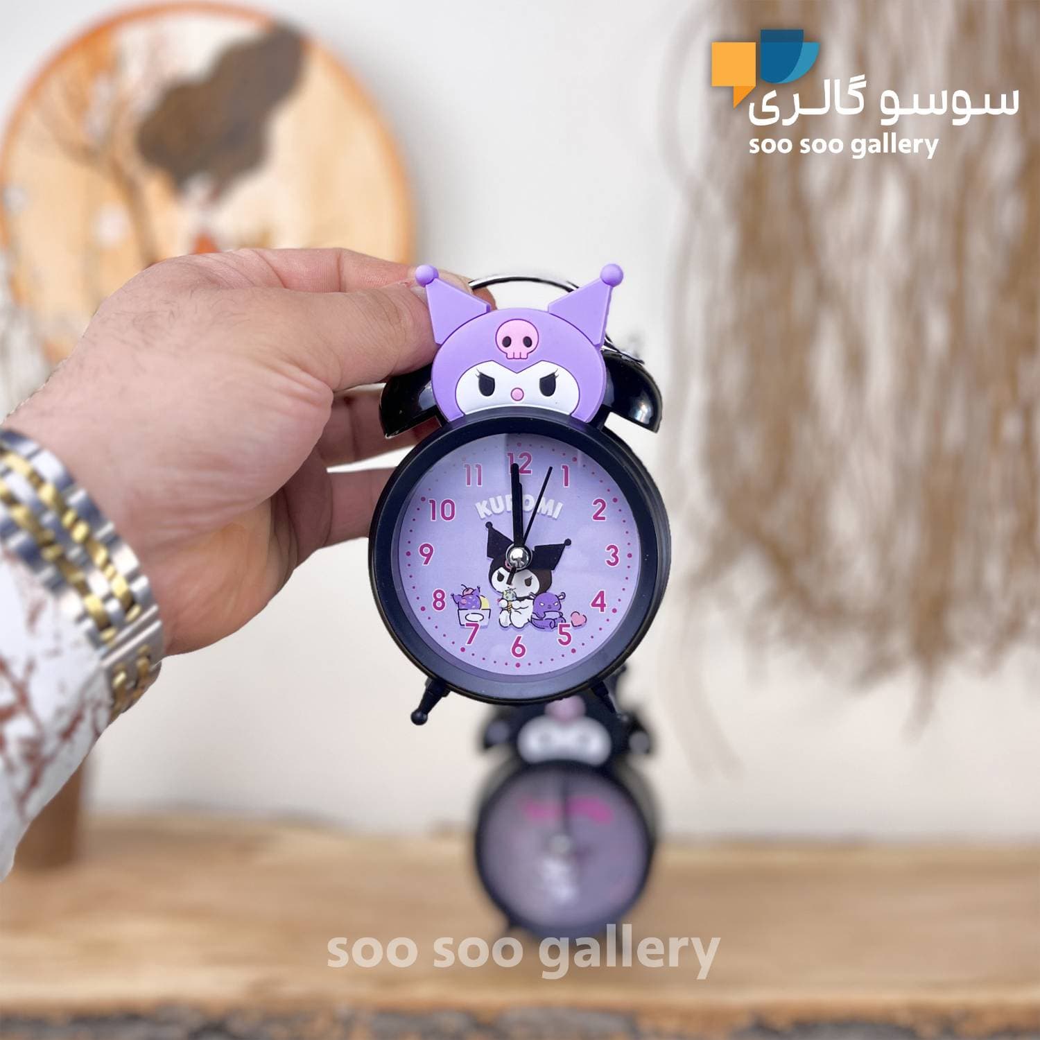 ساعت زنگدار کرومی طرح رومیزی چراغ دار — تصویر ۵