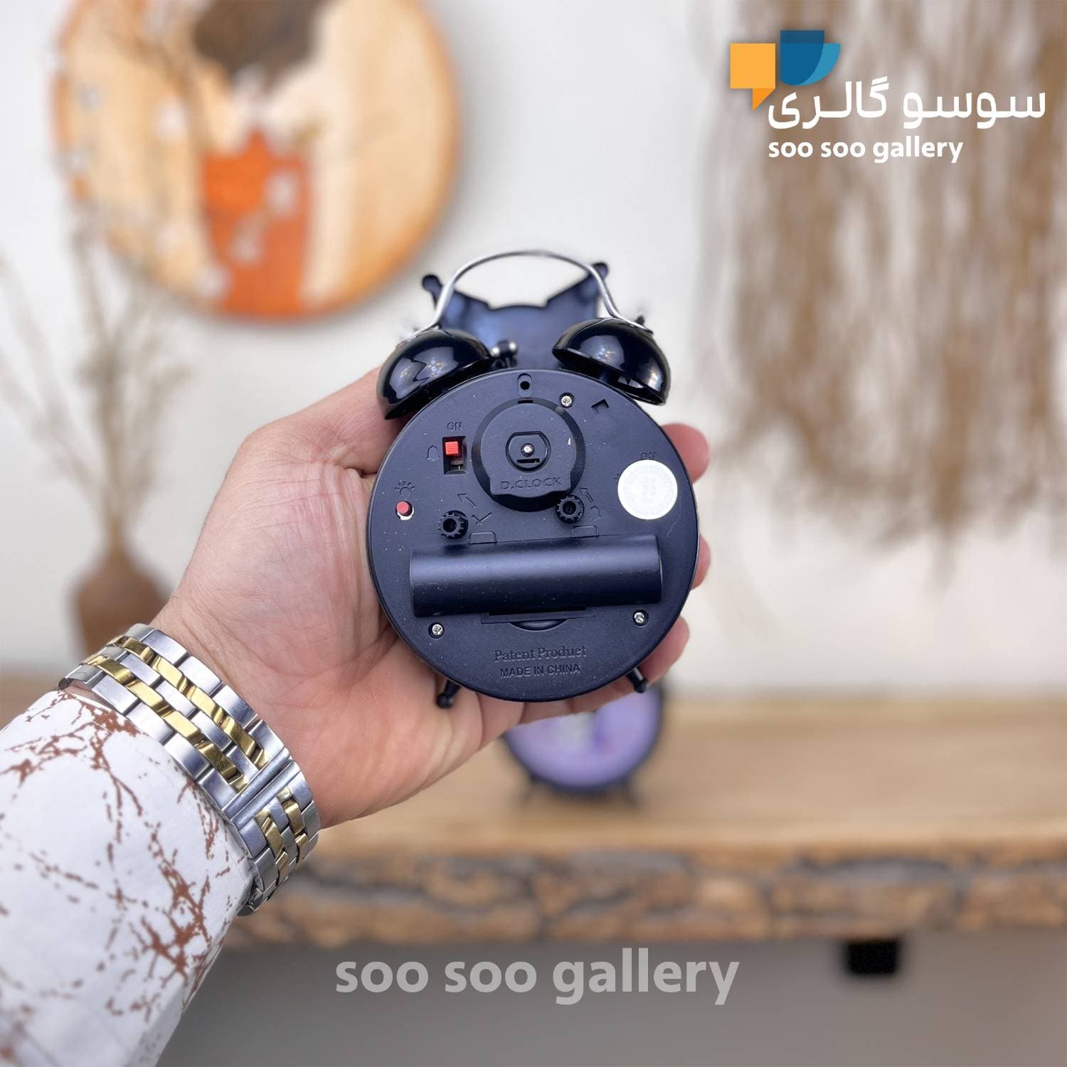 ساعت زنگدار کرومی طرح رومیزی چراغ دار — تصویر ۷