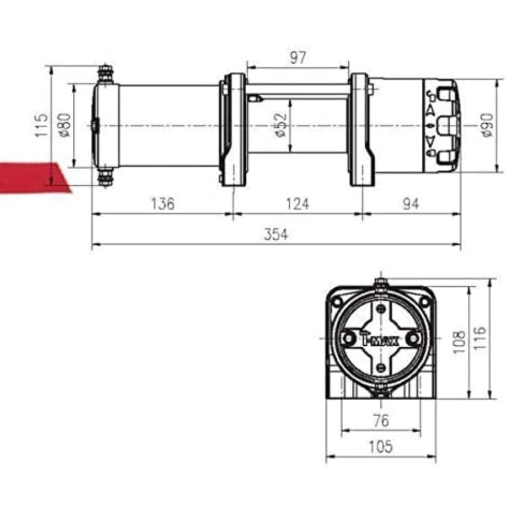 وینچ T-MAX مدل ATW3500 کابلی، ۱.6 تن، ۱۲ ولت — تصویر ۱۰
