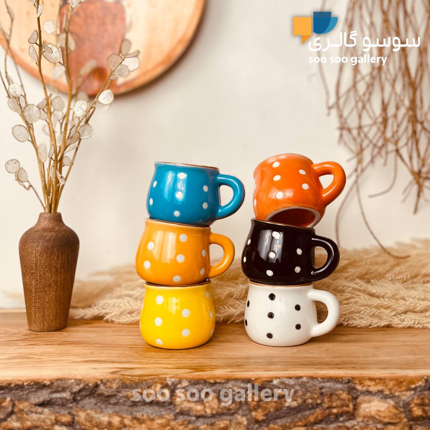 فنجان اسپرسو خمره ای خالدار 6 عددی — تصویر ۳