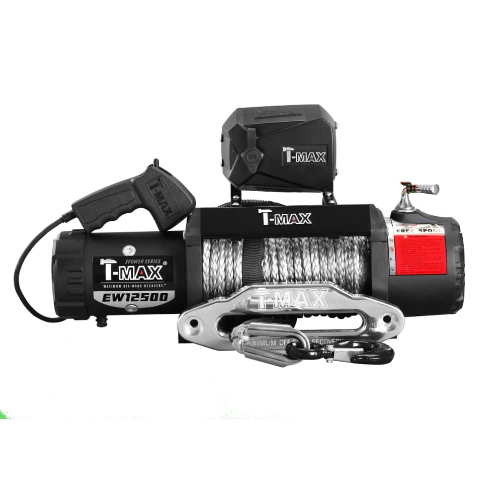 وینچ ۱۲ ولت T-MAX مدل X Power، ظرفیت کشش ۱۲۵۰۰ پوند (۵۶۶۵ کیلوگرم، کابل سینتتیک، ضدآب IP68 — تصویر ۲