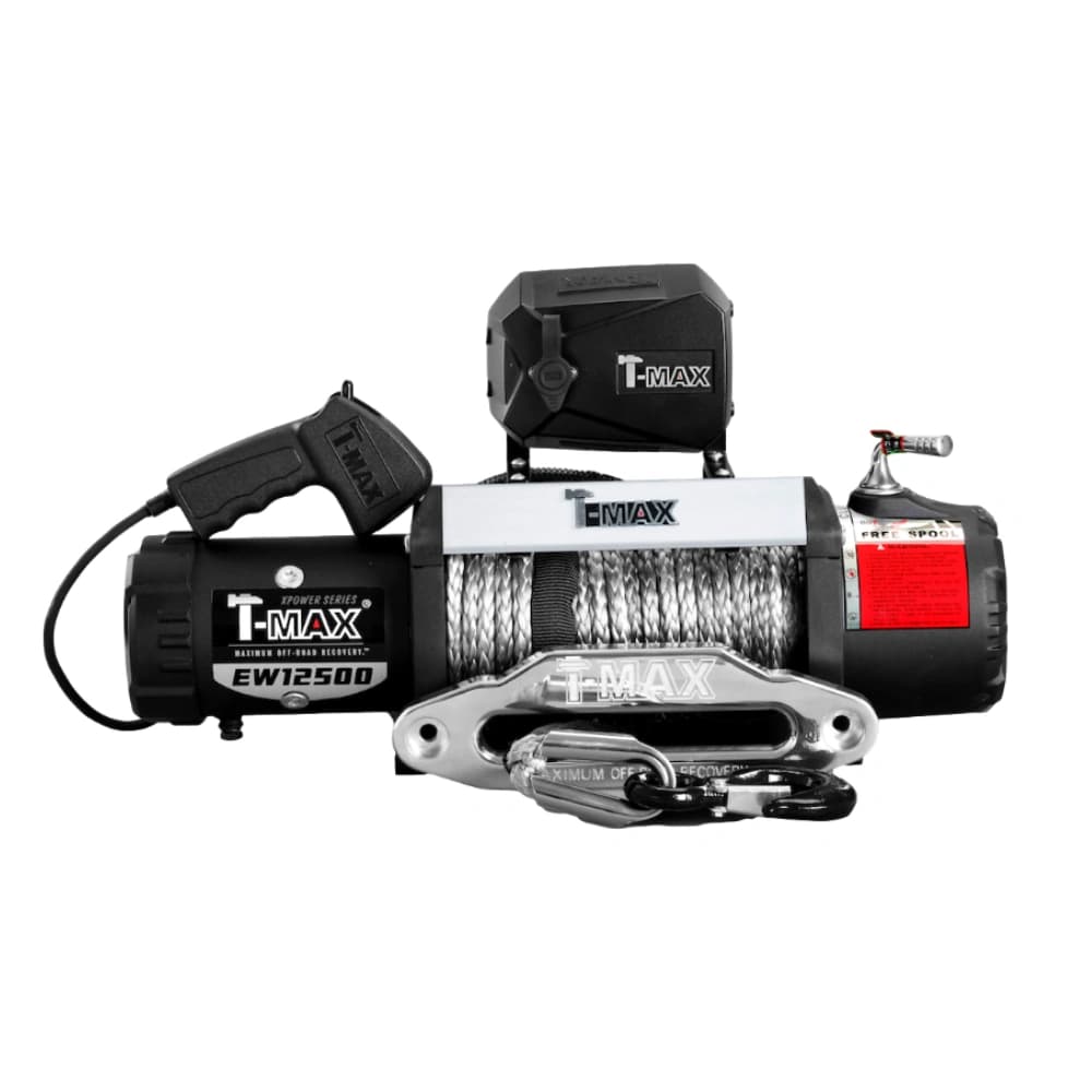 وینچ ۱۲ ولت T-MAX مدل X Power، ظرفیت کشش ۱۲۵۰۰ پوند (۵۶۶۵ کیلوگرم، کابل سینتتیک، ضدآب IP68 — تصویر ۸