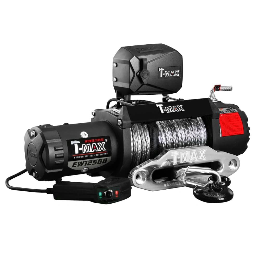 وینچ ۱۲ ولت T-MAX مدل X Power، ظرفیت کشش ۱۲۵۰۰ پوند (۵۶۶۵ کیلوگرم، کابل سینتتیک، ضدآب IP68 — تصویر ۱۰