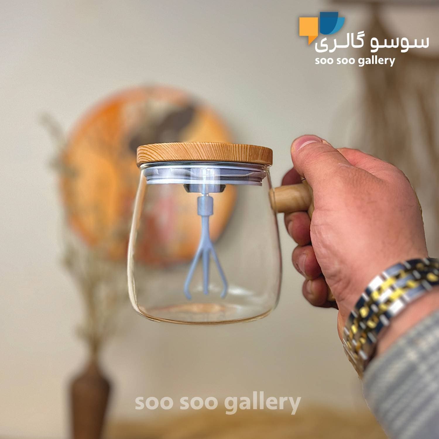 ماگ همزن دار پیرکس طرح چوب 400 میلی لیتر — تصویر ۶