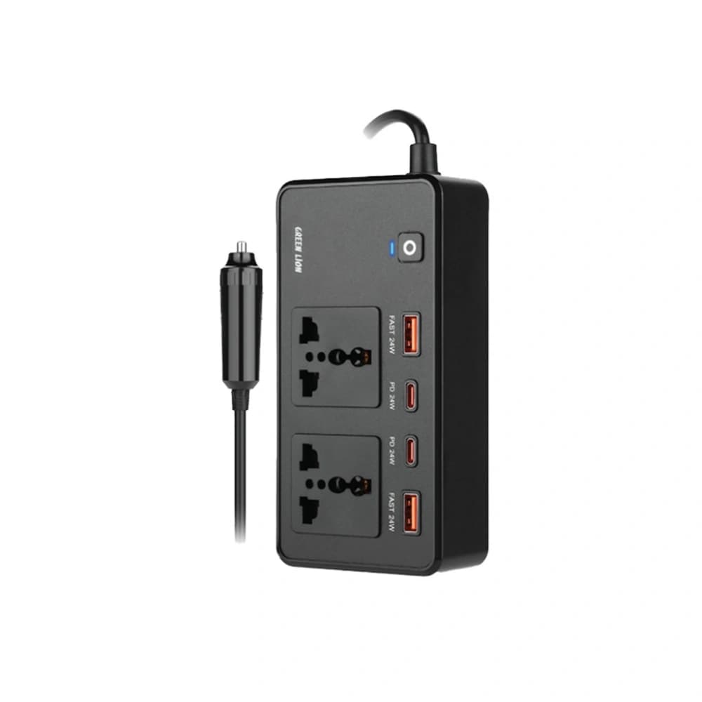 اینورتر 200 وات گرین لاین مدل Green Lion GC-200، شارژ سریع با 2 پریز AC و 4 پورت USB، مناسب سفر و خودرو — تصویر ۸