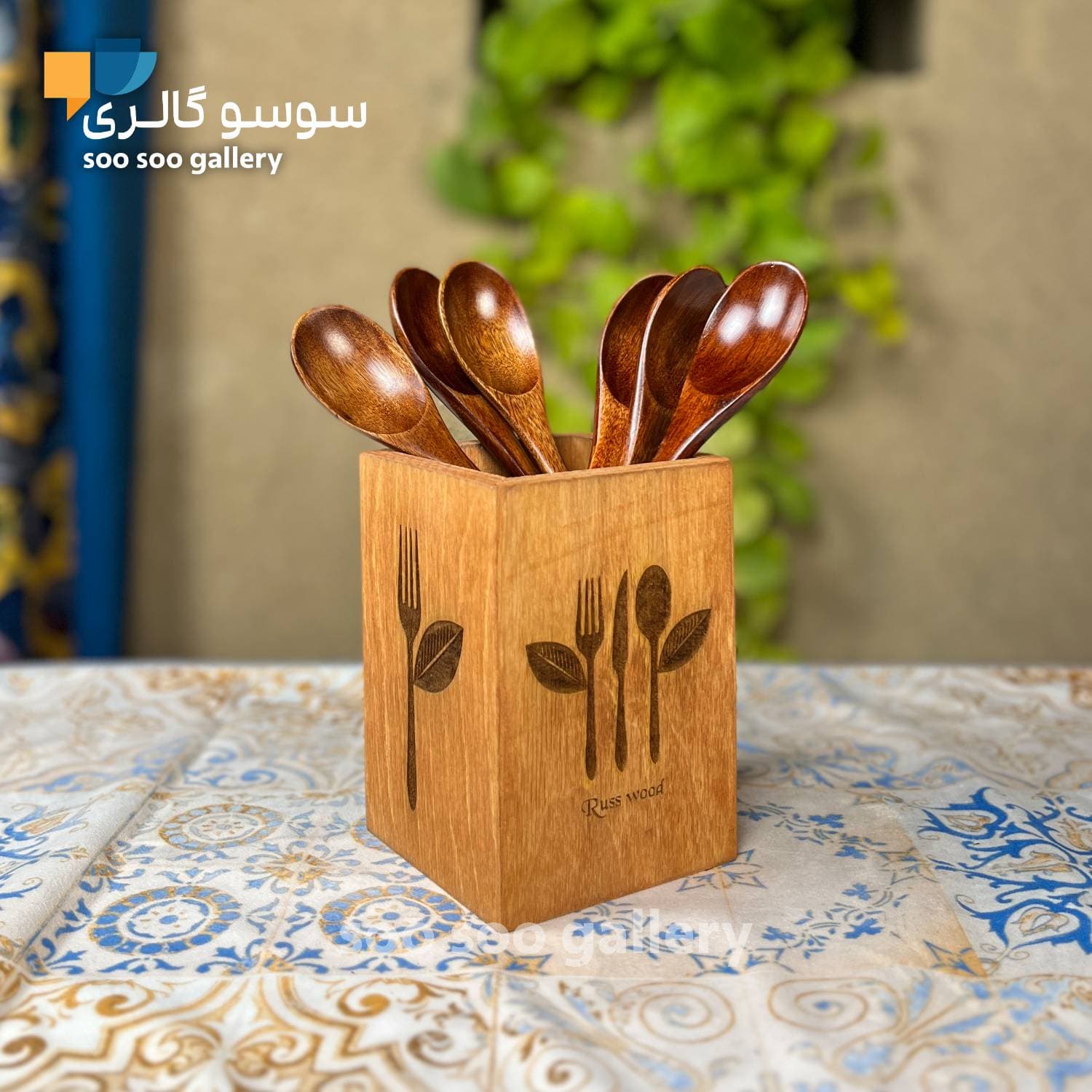 جا قاشق چنگالی چوبی RUSS WOOD