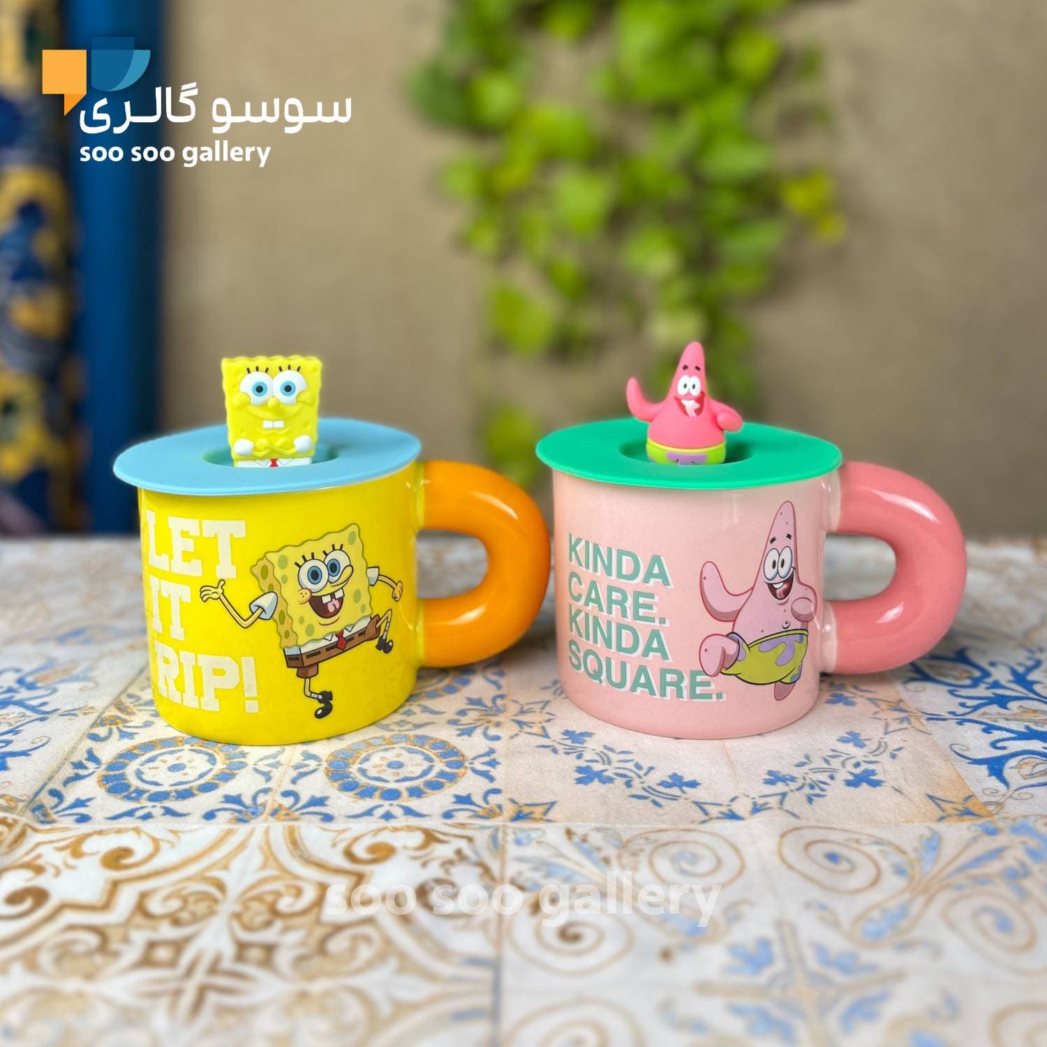 ماگ باب اسفنجی و پاتریک درب سیلیکونی