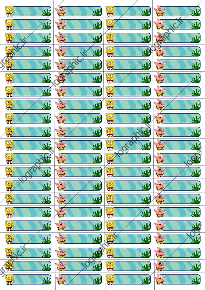 دانلود برچسب اسم و فامیل مداد پاکن تم باب اسفنجی کد:JPEG008-M