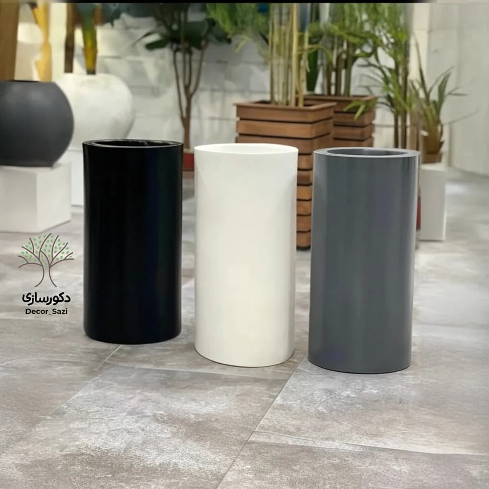 گلدان استوانه‌ای پلیمری